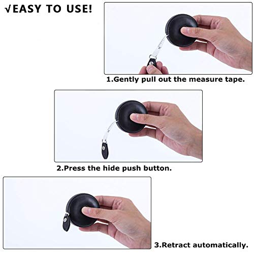 Tape Measure Body Measuring Tape 80inch/205cm Lock Pin Retract Tape Measure for Tailor Fitness Clothes Sewing Handcrafts Weight Loss Body Measurement - color: White Black White 3 pack