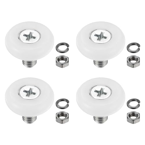 PATIKIL 22mm Drawer Rollers, 4 Set Nylon Positioning Pulleys Small Drawer Pulley Replacement Wheel with Spring Washer and Nut for File Cabinet Slides, White - size: 22mm