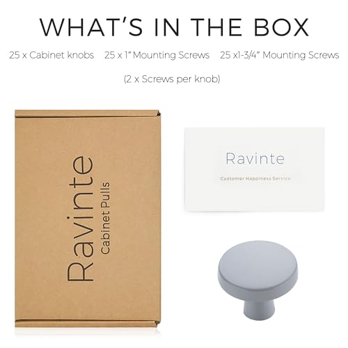 Ravinte Grey Drawer Pulls, 1-1/4 Inch Cabinet Knobs,25 Pack - color: Gray