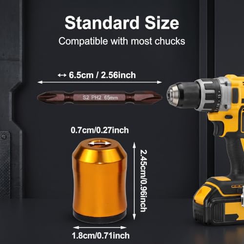 6 Pack Magnetic Screw Holder Rings &Screwdriver Bit Set, 1/4 Inch Hex Screwdriver Bit Holders for Impact Driver and Drill, Removable Screw Grippers for One-Handed Driving
