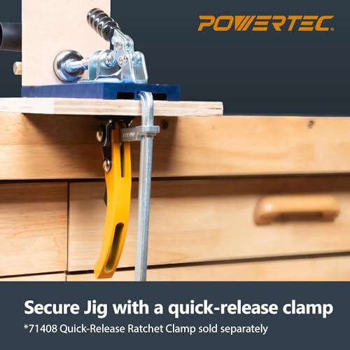 POWERTEC 72104 Aluminum Pocket Hole Jig Set with 7" Quick Release Ratcheting Table Clamp | Joinery Woodworking Jig Tool with Base, 1-1/4" Dust Port and Hardware - style: AluminumPocket Hole Jig Set w/ 7" Clamp