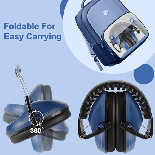 Floriogra Noise Cancelling Headphones for Kids/Toddler 28dB SNR Ear Muffs - color: Dark Blue
