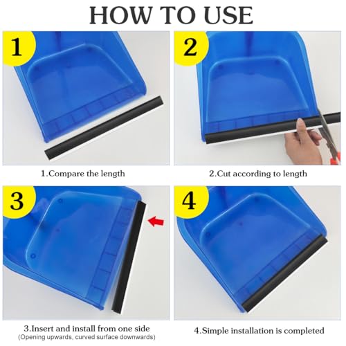 Hemobllo Dustpan Replacement Edge Strip 2-Pack Dust Pan Rubber Lip Replacement 11. Plastic Edge Strip for Floor Debris Collection Corner Cleaning and Tabletop Wiping