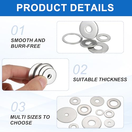 MECCANIXITY 5 Pcs M6 Stainless Steel Flat Washers Round Assortment Parts Spacers Assorted for Screws, Bolts, Plumbing, Automotive, Electrical 6.5mm ID 30mm OD 2mm Thick - size: M6, 6.5mm ID 30mm OD 2mm Thick