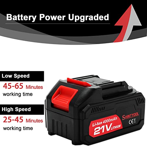 21v Lithium Battery - 4.0 Ah Battery with Charger Adapter Led Indicator Compatible with Leaf Blower - size: 4.0 AH