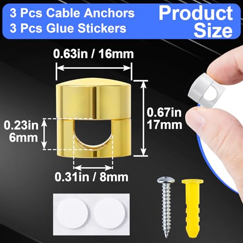 SmallCat 3 Sets Charger Holders for Cords, Cable Anchor Holders, 3 Styles - color: Gold, White, Silver, size: 3 Sets