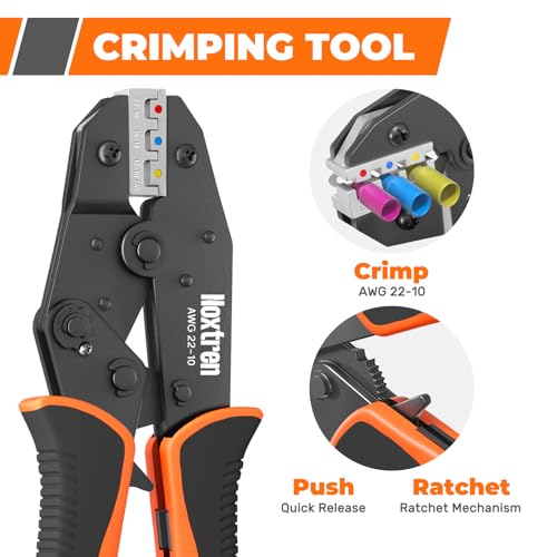 Crimping Tool For Heat Shrink Connectors, 220PCS AWG 26-10 Waterproof Automotive Marine Grade Heat Shrink Butt Connectors and Wire Stripper