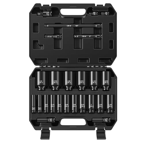 Reniteco 25-Piece 1/2" Drive Socket Set, SAE 3/8"-1-1/2", 6-Point, Cr-V - size: 1/2"-25 PCS