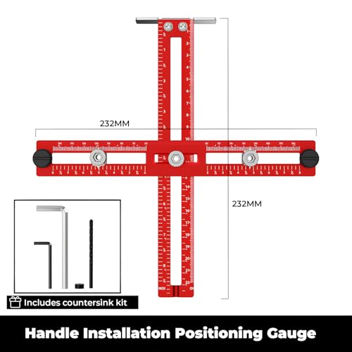 Cabinet Hardware Jig – Adjustable Drill Guide Template for Knobs & Handles, Marking Gauge Tools for Woodworking (Fits 2.5" to 7.8" Spacing) ﻿