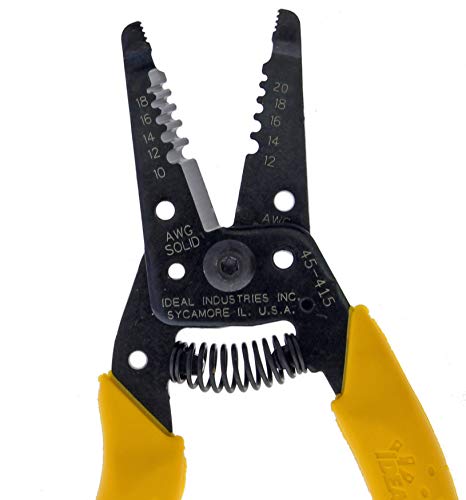 IDEAL Electrical 45-415 Premium Reflex T-5 Stripper - 10-20 AWG, Wire Stripper, Plier Nose, Slide Lock, Textured Grips,Yellow - size: 10-18 AWG Solid