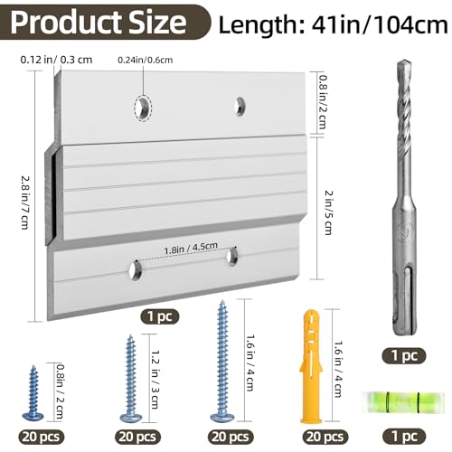 French Cleat Picture Hangers 41 Inch, Heavy Duty Z Clips Bracket, Up 250lbs - color: Silver, size: (1 Pair) 41-inch