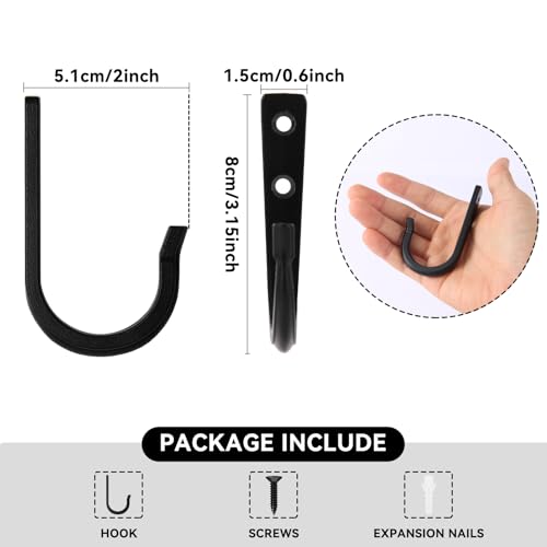 5Pcs Large Size Heavy Duty Wall Hooks, Coat Hooks, Wall Hooks for Hanging Pans, Backpacks, Coats, Garage Items (Black) - color: 5pack-black, size: Extra-large