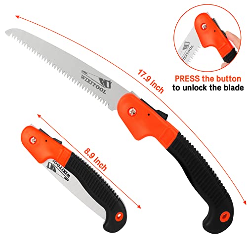Folding Hand Saw, Pruning Saw for Trimming Gardening Camping Hiking Orange