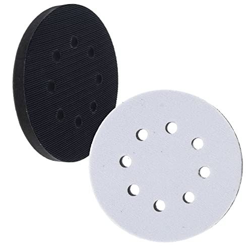 Dura-Gold Pro Series 5" x 10mm Soft Density Sanding Interface Pad, 8 Hole Pattern Dustless, 2 Pack - Hook & Loop Foam Cushion, Used with Vacuum Sander Discs, Polisher Polishing Pads & Backing Pads - style: 5" - 8-Hole