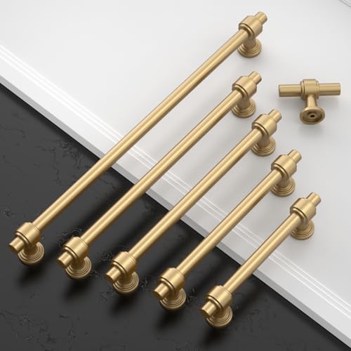 Amerdeco 10 Pack Champagne Bronze Cabinet Pulls 3.75 Inch(96mm) Hole Center Drawer Pulls Cabinet Hardware Kitchen Cabinet Handles for Bathroom Dresser Pulls ZH0069 - color: Champagne Bronze, size: 3.75" Hole Center