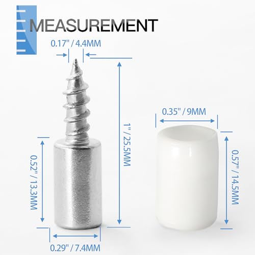 12pcs Screw in Shelf Pins with Anti-Slip White Sleeve, Nickel Plated Shelf Pegs Cabinet Shelf Holders Shelf Support Pegs, Small Shelf Brackets Phillips Head Pegs for Shelves - color: Whith Sleeve