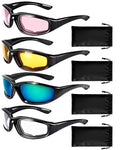 4 Pair Motorcycle Glasses Riding Glasses UV Protection Windproof And Dustproof Motorcycle Foam Cushion Goggles - color: Blue + Yellow + Clear + Pink