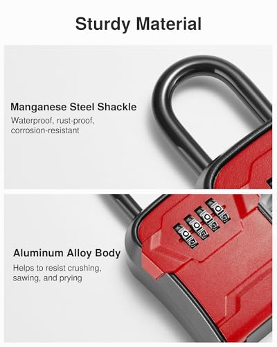 Puroma Key Lock Box for House Keys Combination Lockbox with Code, 1 Red - color: Red