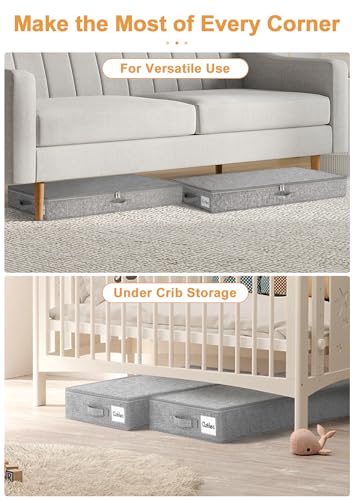 punemi 4.5 in Tall Low Profile Under Bed Storage Containers, 2 Pack, Grey - color: Grey, size: 2 Pack-4.5 inch Tall-Structured
