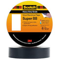 3M Scotch Electrical Tape Super 88, 2 in x 36 yd (108 ft), Black, 1 Roll - size: 2 in x 36 yds
