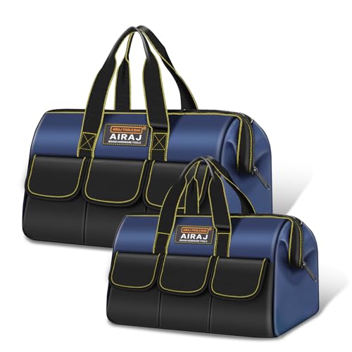 AIRAJ 2 Pack Large Tool Bag,14" & 18" Wide Mouth Portable Tool Bags for Men - size: 14"+18"