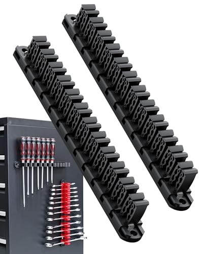 DEHOYI Magnetic Screwdriver and Wrench Organizer for Workshop, Garage | Heavy-Duty Tool Organizer with Magnet & Space-Saving Tool Holder | Gift for Father, Brother, Boyfriend (2 PCS) - color: Black, size: 2 pcs