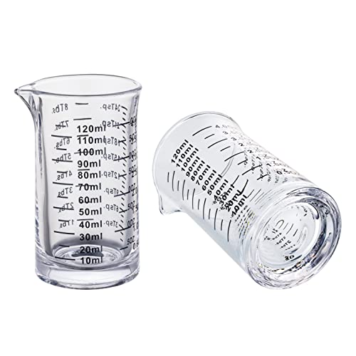 Ackers 4 Oz Glass Measuring Cup,Borosilicate Shot Glass with V-Shaped Spout-Black Line - color: Black