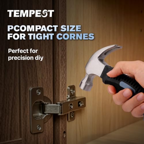 TEMPEST 2-Piece Claw Hammer Set, 16 oz General Purpose & 8 oz Stubby Mini Hammer, Drop-Forged Carbon Steel, Non-Slip Handle, Curved Claw Hammer Set for Construction, Woodworking & Home Repair