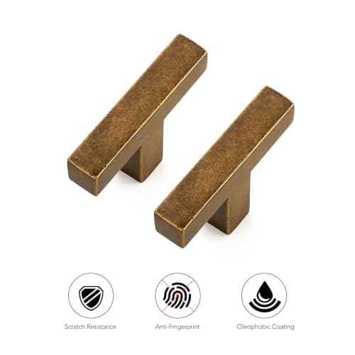 Ravinte Antique Brass Cabinet Handles Cabinet Pulls Single Hole 5 Pack | Zinc Alloy, Slim Square Bar Grip, Smooth Drawer Pull Feel, Kitchen Cabinet Update, For Cupboards, Dressers, Drawers, Hardware - color: Antique Brass, size: Single Hole