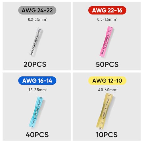 TICONN 120PCS Heat Shrink Butt Connectors, Crimp Wire Connectors Kit - size: 120 PCS-4Sizes