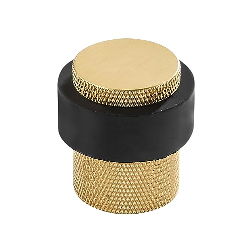 1-1/2 Inch Long Heavy Duty Cylindrical Floor Mounted Brass Door Stopper Holder Protects Doors, 1 Pack, Brushed Brass - color: Brushed Brass