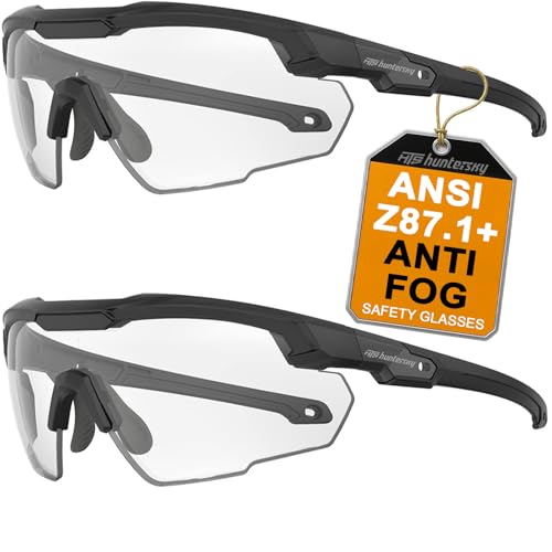 HTS HUNTERSKY Ballistic Tactical Shooting Glasses ANSI Z87+ UV400 Protective Eyewear - color: Black Clear+clear