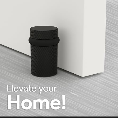 Mega Handles Knurled Floor Door Stopper Matte Black (3-Pack) - Floor Mount - color: Matte Black, size: 3 Pack