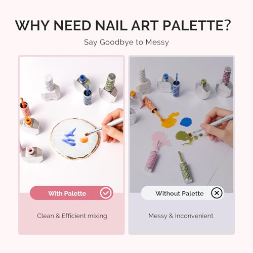 MelodySusie 1PC Round Resin Nail Art Palette with Mixing Spatula White - color: White Round With Spatula