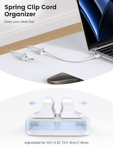 Lamicall 10 Pack [Spring Fixed] Cord Holder, Adjustable Desk Cable Clips - size: 10Pack - Adjustable Slot