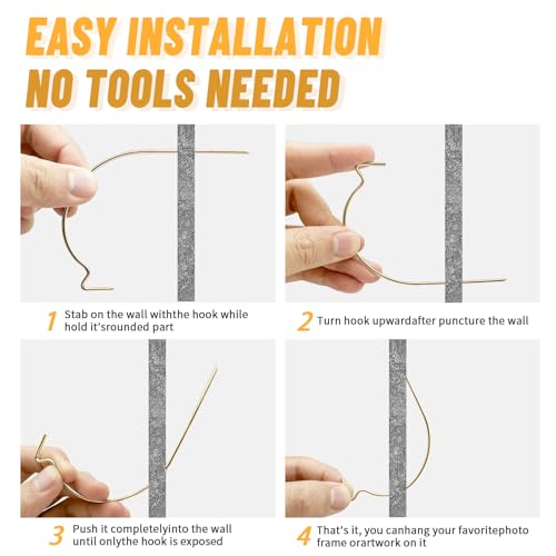 FURHUA 20pcs Aeneous Super Hook Picture Hangers and Office Pack, Drywall Hooks for Hanging Pictures, Wall Hooks, Picture Hangers, Picture Hanging Kit，Hang Art, Clock, Shelves, Mirrors - style: Aeneous