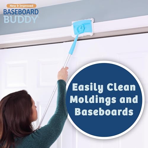 Baseboard Buddy | Lightweight Home Cleaning Essential, Perfect for Baseboards, Moldings & Walls, Glide & Wipe Trapping & Locking Dirt & Dust | As Seen on TV, (1 Baseboard Buddy & 3 Reusable Pads)