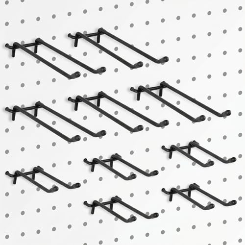 Pegboard Hooks, 10 Pack 4" 6" Dual Arm Peg Board Heavy Duty Hangers (Black) - color: Black