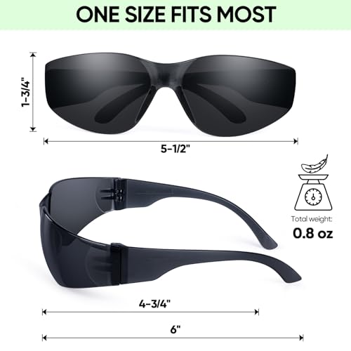 TICONN Clear Safety Glasses for Men & Women, ANSI Z87.1 Safety Goggles - style: 3 Pairs Charcoal