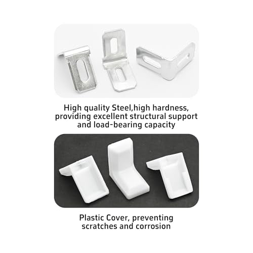 30PCS 90 Degree L Shape Metal Corner Brackets White Plastic Cover Right Angle Brace for Shelf Cabinet Chair Furniture, 1.1x1.1x0.7 with Screws - size: White