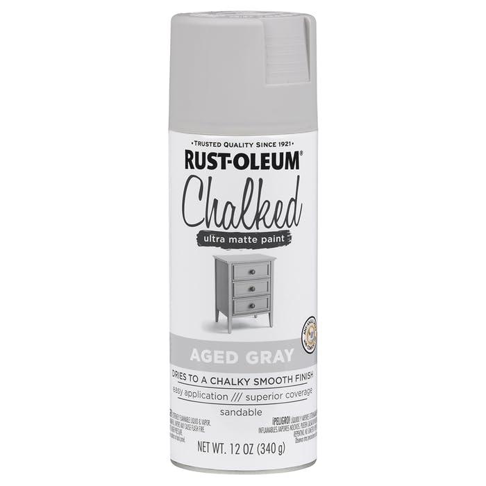 Rust-Oleum Chalked All-in-One Ultra Matte Aged Gray Spray Paint - color: Aged Gray, size: 12 Ounce (Pack of 6)
