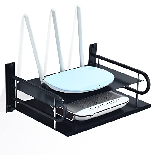 2-Tier Metal Floating Wall Shelves for AV TV Box Console, 12x9.8 Inch - color: 2 Layers-large-1pcs