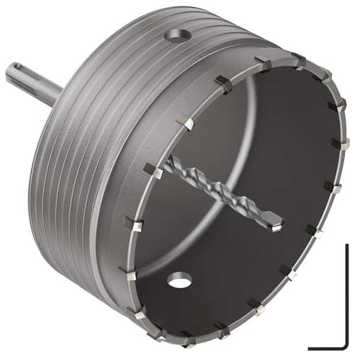 DAIMIT Concrete Hole Saw 160mm / 6.3 "with 220mm SDS Plus Shank Connecting Rod, Hole Saw Tool Set for Concrete Cement Brick Stone Wall Drilling - size: 160MM