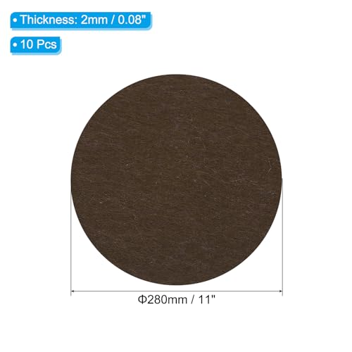 PATIKIL 11 Inch Diameter Lamp Base Felt, 10Pack 2mm Thickness Round Soft Adhesive Non-Slip Anti-Scratch Backed Felt for Lamp Furniture DIY Craft, Coffee - color: Coffee, size: 11 Inch