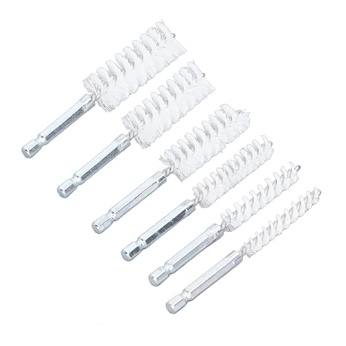 6PCS Hole Cleaning Brushes Bore Brush for Drill Twisted Wire Cleaning Brush Power Drill Cleaning Wire Brush with 1/4in Hex Shank for Power Drill Impact Driver (Nylon (White)) ﻿ - size: Nylon (White)