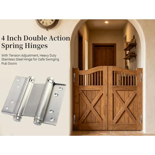4 Inches Double Action Spring Hinges 1 Pair, Fit 1.1 Inch Thick