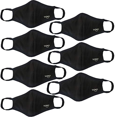Woop Face Mask, Washable Reusable Black Face Masks For Health Protection n Skin Care Unisex Mouth Filter Facemask, Soft Dri-Fit Handmade in India, Nose to Chin Mud & Pollution Dust Cover - SET OF 7