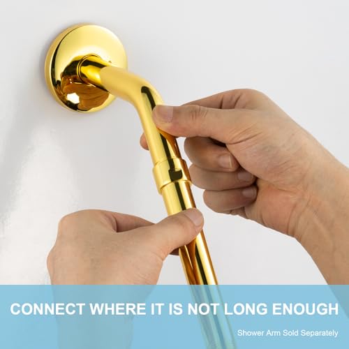 OFFO Shower Head Extension Arm, Shower Arm Extension Shower Head Extender Made of 304 Stainless Steel Shower Pipe Extension, Bright Gold 6 in - color: Bright Gold, style: 6 in