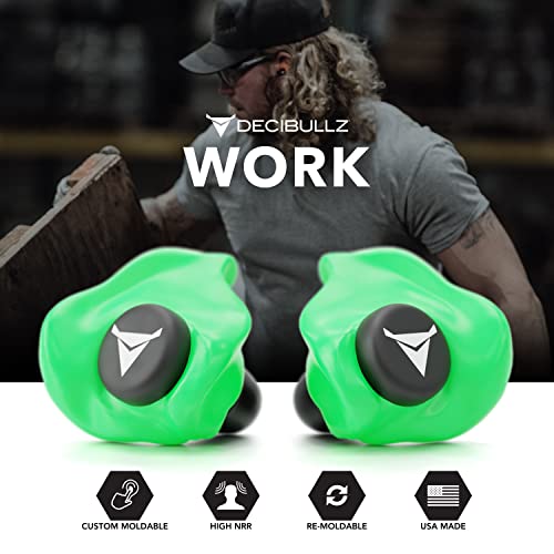 Decibullz Custom Molded Ear Plugs, 31dB NRR Shooting Ear Protection (Green) - color: Green