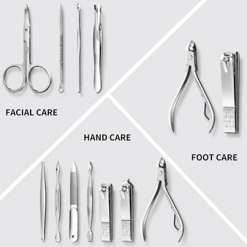 ZIZZON Nail Clippers Kit Manicure Pedicure Set with Holographic Case(Pink) - color: Pink
